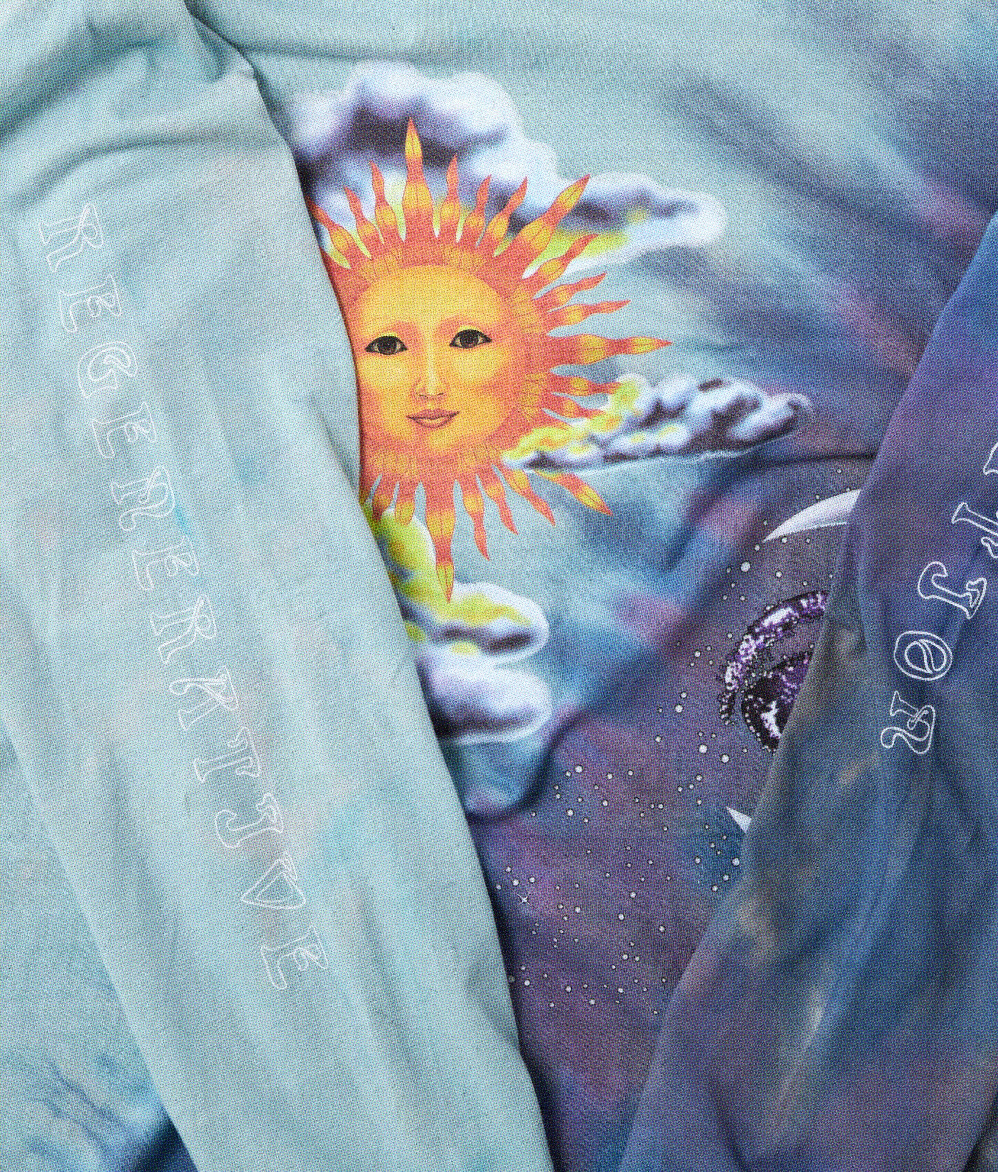 Half Moon Half Sun Long Sleeve Tee | Blue Tie Dye - Image 3