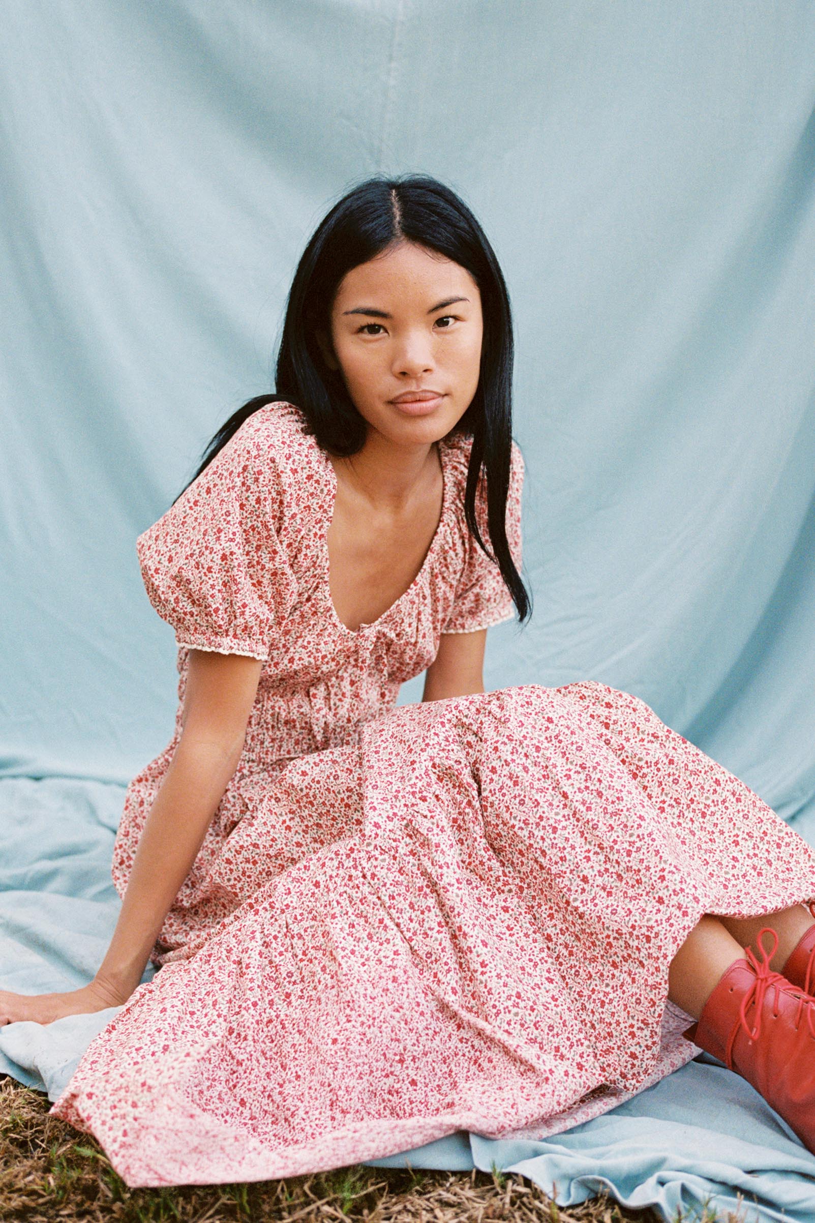 The Brynne Dress | Maroon Calico - Image 3