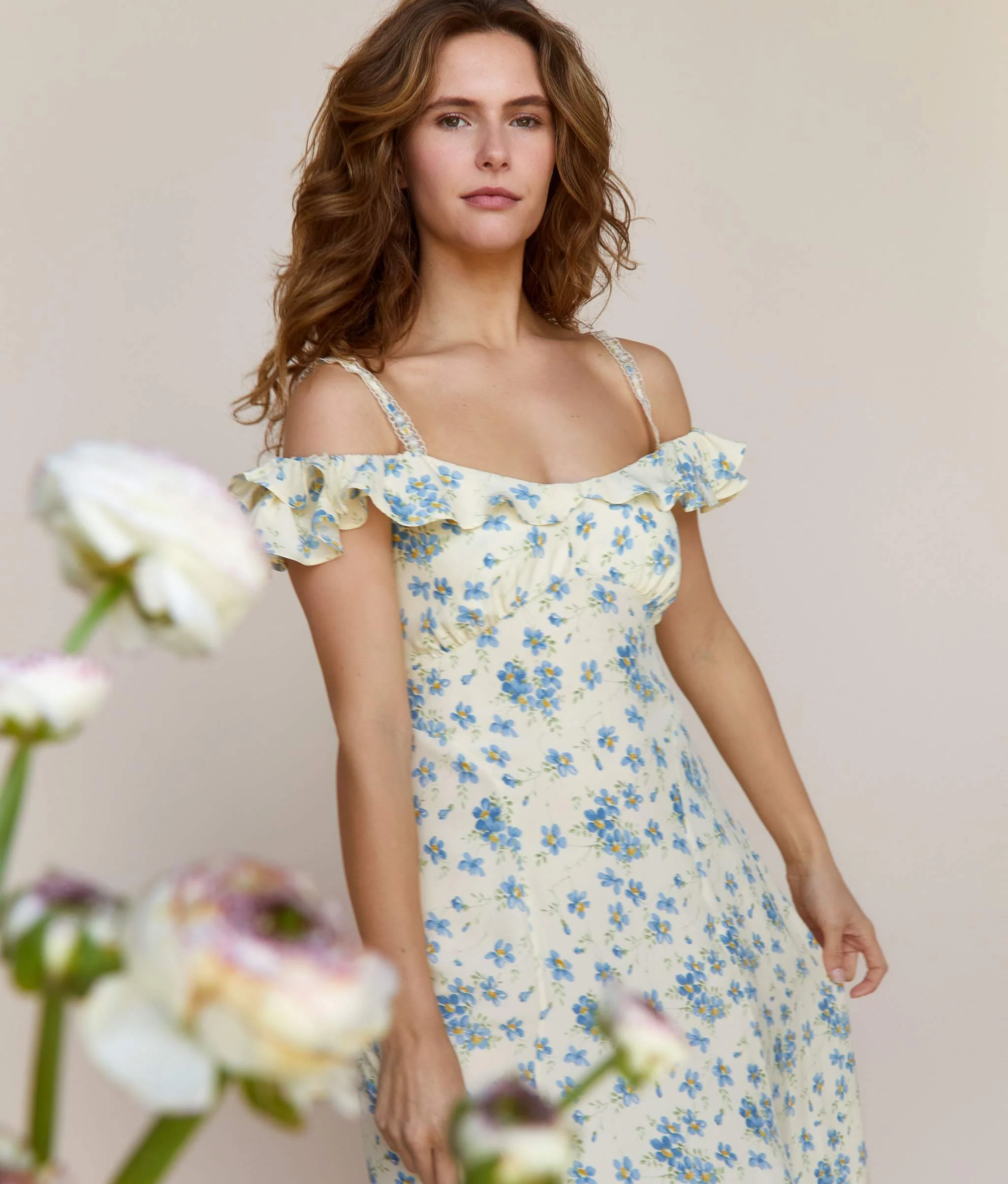 The Helina Dress | Lilies in Bloom Silk - Image 3
